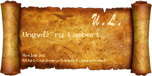 Ungváry Lambert névjegykártya